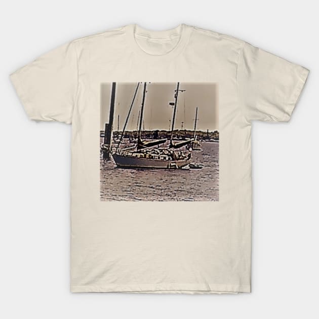 Sail Boat on the Indian River at Lee Wenner Park, Cocoa Village, Fl T-Shirt by AJDesignsstuff